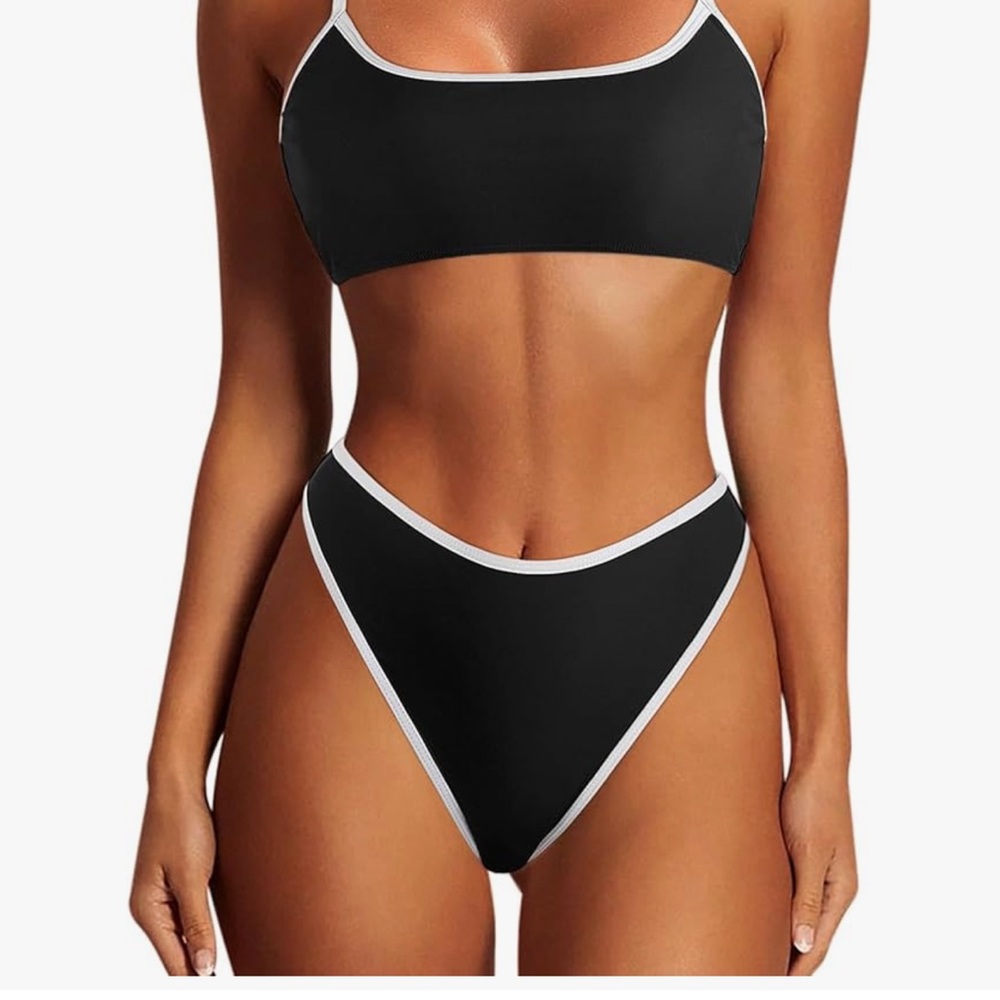 Black and White Women's Bikini Set